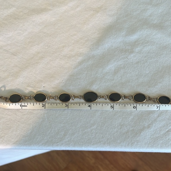 Vintage bracelet black onyx and gold tone - Picture 5 of 6